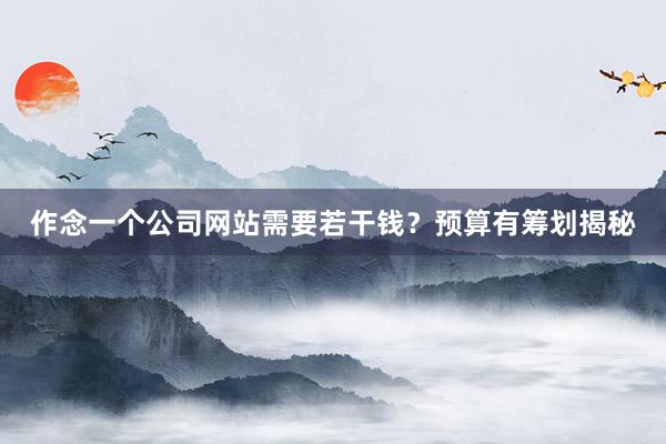 作念一个公司网站需要若干钱？预算有筹划揭秘