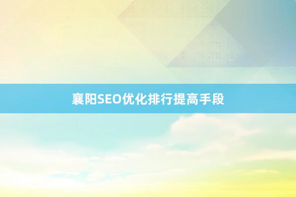 襄阳SEO优化排行提高手段